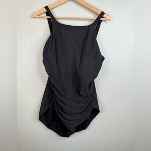 Lands’ End Swim One Piece Swimsuit Ruched Beach Vacation Size 18